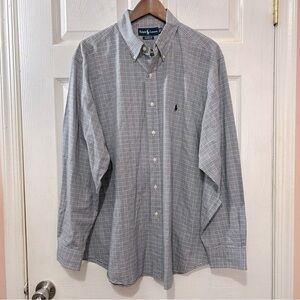POLO Ralph Lauren Men's Button Down Shirt Classic Fit Blue White Plaid Size XL